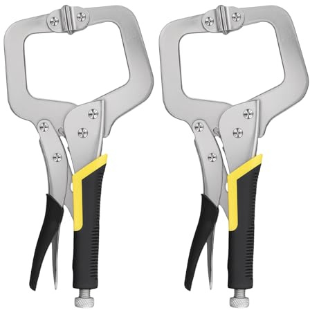 SYUTBOU 2 Stück Gripzange, 28,5cm(11 Zoll) 0-8cm Öffnung Gelb-Schwarzer Griff Metallzwinge Schnellspannzwinge Force Zwinge Einhandzwinge, für Werkstatt Heimwerker DIY Arbeiten