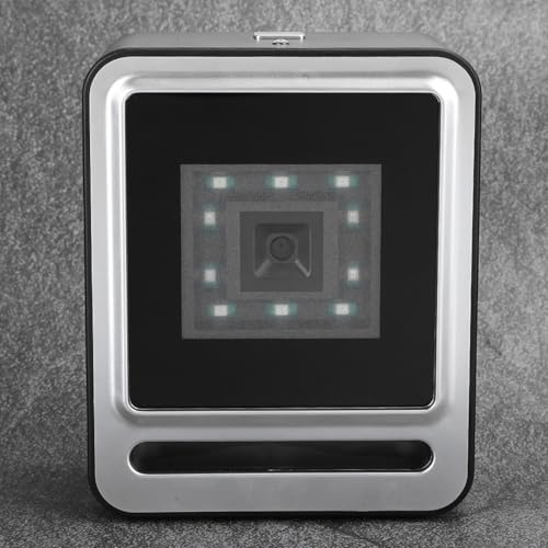 RASTKY Lettore di Codici a Barre 2D QR 1D Fisso con Luce LED, Scansione Ad Alta velocità per Tempi di Attesa Ridotti Al Minimo, Ideale per Magazzini e Supermercati (SILVER)