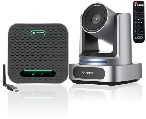 4K-Konferenzraum-Kamerasystem, KI-Autotracking 4K-PTZ-Kamera mit 3-fachem optischem Zoom, 92°-Weitwinkel und Bluetooth-Konferenzmikrofon für Konferenzen, Gottesdienste, Kirchen, Bildungseinrichtungen