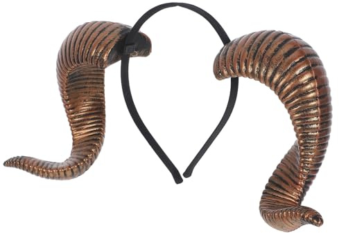 TOPBATHY Golden Pu Ram Horn Headband Versatile Styling Gothic Hair Accessory with Removable Horns Design for Women and Men Suitable for Multiple Occasions and Travel