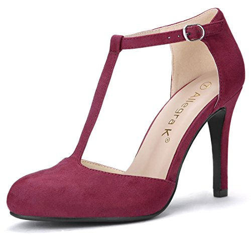 Allegra K Sandals, Zapatos de tacón Mujer, Burgundy, 36 EU