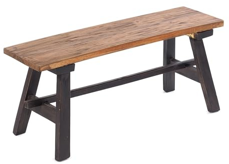 DESIGN DELIGHTS RUSTIKALE HOLZBANK Anzio 90 | 90x39x26cm (BxHxT), Bank aus Mahagoni Holz | zusammenklappbare Sitzbank, Holzbank, Küchenbank aus Holz, Faltbank | Farbe: 04 schwarz-Natur