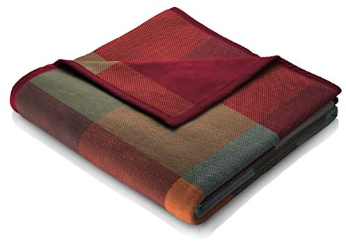 biederlack® Flauschige Kuscheldecke Pure Cotton Karo I Made in Germany I Öko-Tex Made in Green I bunt Karierte Wohndecke aus 100% Baumwolle I Couch-Decke 150x200 cm I nachhaltig produziert