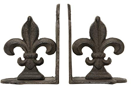 Creative Co-Op Dekorative Metall-Buchstützen Lilien, Bronze, 2 Stück