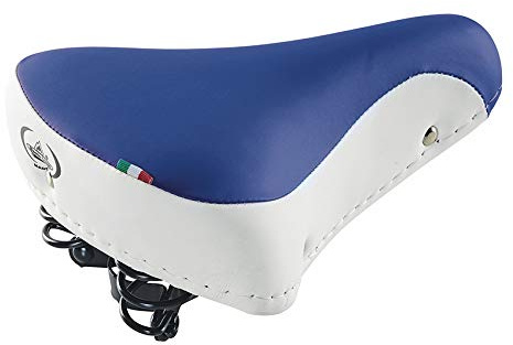 Selle Montegrappa Sella Bicicletta Cruiser Bike Sella Comfort SM 08 F in 6 Colori SKAI Italy Bianco Blu