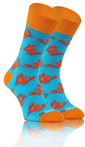 Sesto Senso Roliga Strumpor Bomullsstrumpor Dam Herr Färgglada Ojämlika Funny Socks 43-46 Krabba Crab