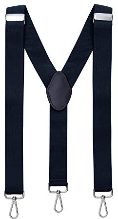 MASADA Herren Hosenträger mit robusten Karabiner Verschluss stufenlos verstellbar 3,5 cm breit und bis zu 195 cm Körpergröße - Dunkelblau