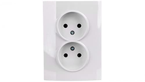 Double Prise sans Terre Complète Encastrable LOGI Blanc