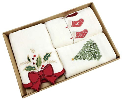 Yeyll Weihnachtshandtücher, 100% Baumwolle Bad Küche Waschlappen Waschlappen Waschtischtücher Weihnachten Urlaub Geschirrtücher zum Trocknen, Reinigen, Kochen & Backen