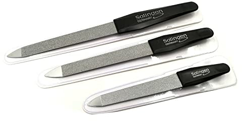 3 Profi Nagelfeilen Solingen Saphir Feile Maniküre Nagelfeile Metall Fein Grob Set schwarz Solinger Qualität