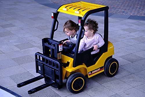 ES-TOYS véhicule électrique Enfants Chariot élévateur Fonction Musicale Ceinture, Coloris:jaunir