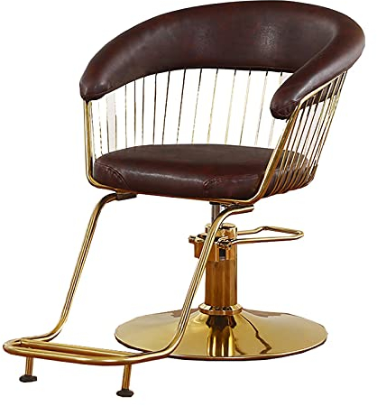 FLAMY Bedienungsstuhl,Friseurstuhl, 360°PU-Leder,mit Chromfüßen,geeignet für professionelle Salons und den Heimgebrauch,Hydrauliklift,gelb,grau,blau,grün,rotbraun,schwarz