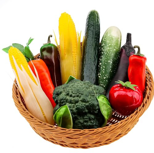 Meiwlong 10 PCS Artificial Realistic Vegetable Fake Display Photography Props Decoration Home Faux Plastic Fruit Model Garnish Christmas Festival