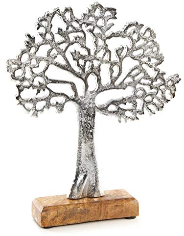 Logbuch-Verlag Lebensbaum Baum des Lebens Figur aus Metall 27 cm Geschenk Hochzeit Geburtstag Silber Alu