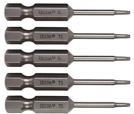 ZHIDA Torx T5 Schraubendreher-Bit-Set TX5 2 Zoll lang (50 x T5 5 Stück)