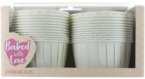 Baked with Love Ivory Baking Cups, Ultra Strong Giant Greaseproof Cupcake and Muffin Cases, Cream - 60mm, Pack of 24, Off-White (0650163)