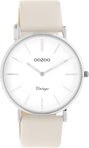 Oozoo Vintage Damen Uhr - Armbanduhr Damen mit 20mm Lederarmband - Analog Damenuhr in rund