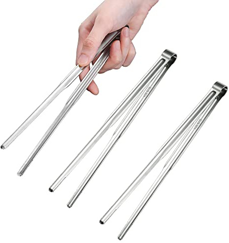 UPTALY 3 st 18/10 smala tänger i rostfritt stål (21 cm), japansk grillpincett, lätt Yakiniku-tång, koreansk grilltång, exklusiv sushitång, liten kökstång