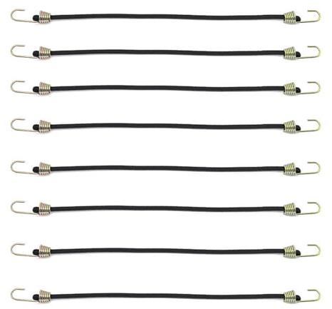 8Pcs Short Elastic Ropes Mini Bungee Straps Hooks Useful Lightweight Elastic Bungee Cords Travelling Camping Straps for Securing Tarps Luggage Tents