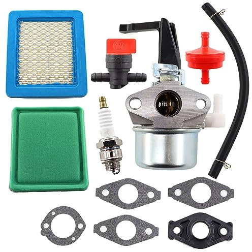 MCHNIC Carburateur avec joint de Filtre à carburant Bougie d'allumage pour Briggs & Stratton 696065 697422 110412 110402 215369 moteur