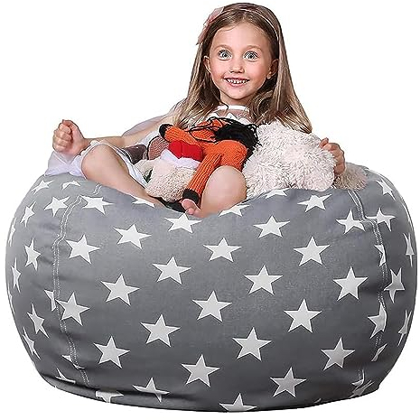 Borsa Portaoggetti per Giocattoli Peluche, Sacco Stoccaggio Bambini, Pouf in Peluche, Tela Grande Pouf Sacco per Animali Peluche, Comodo Morbido, per Bambini Leggere e Conservare i Giocattoli（24 in）