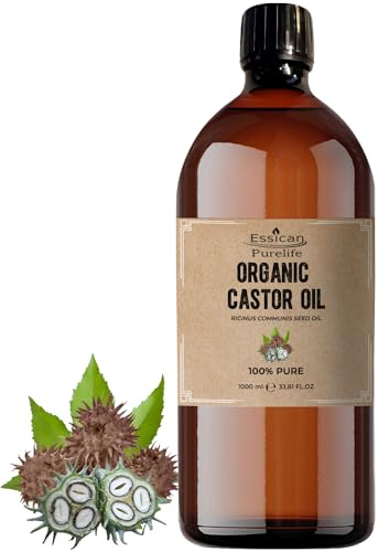 100% Pure Premium Castor Oil Organic, Cold Pressed, Hexane Free Castor Oil for Hair Growth - 1000ml