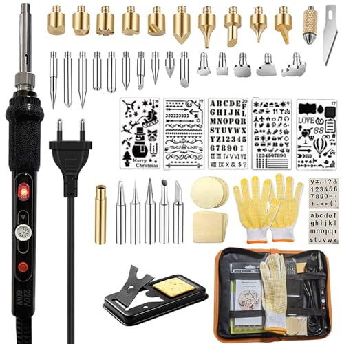 Brandmalerei Lötkolben Set,Brandmalkolben Set 60W Einstellbare Temperatur 200-450°C,Brennkolben für Holz Leder Gravieren DIY Kunst,Schweißen,Skulptur Holzbrandmalerei.