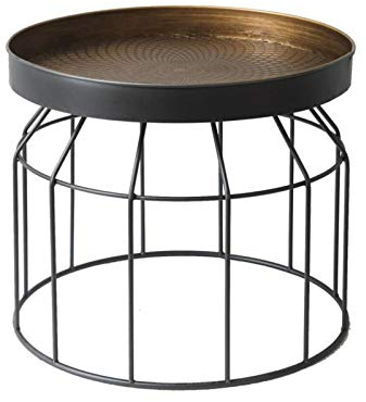 Side Table Amerikanisches Wohnzimmer Sofa-Titel, Retro-Metall-Couchtisch, antiker Bronze-runder Tisch, 2 Größen Side Table (Color : Metal, Size : 17.71 * 17.71 * 15.15in)