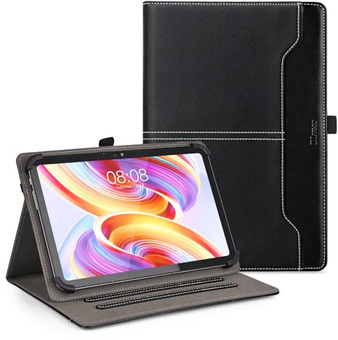 DLveer Universal Hülle für Whitedeer Tablet 10 Zoll/AWOW/Laptok/Hasskya/Pritom/TPZ, Tabwee T50 11 Zoll/SVITOO Tablet/Blackview/Doogee U11, Multi-View PU Leder Hülle für 10-11 Tablet, Massiv Schwarz