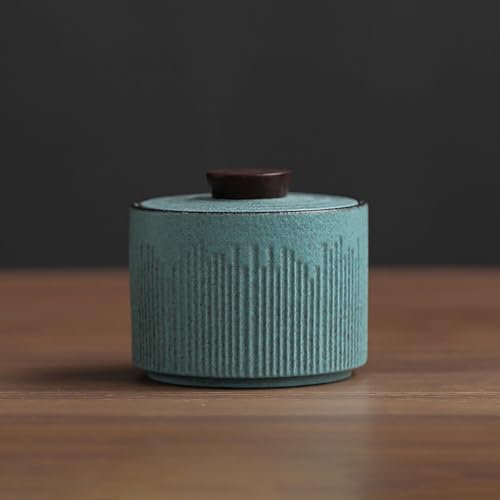 HUMAJORY Elegant Minimalist Tea Storage Jar, Airtight, Ceramic, 8cm x 7cm