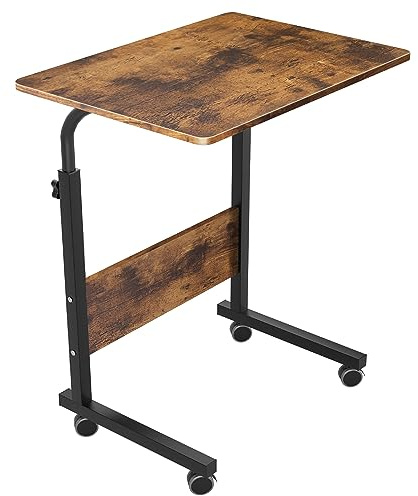 SogesPower Laptop-Tisch Rolltisch Laptopständer Höhenverstellbarer Beistelltisch auf Rollen für Bett und Sofa 60 x 40 cm