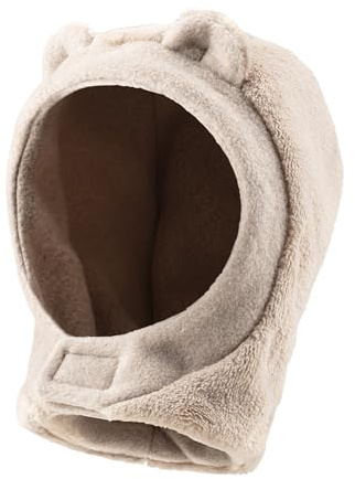 Sterntaler Schalmütze aus Teddyflausch - Unisex Baby und Kinder Mütze - gefüttert mit weichem Microfleece - Schlupfmütze - warme Wintermütze mit Klettverschluss - ab Geburt - beige, Größe 47