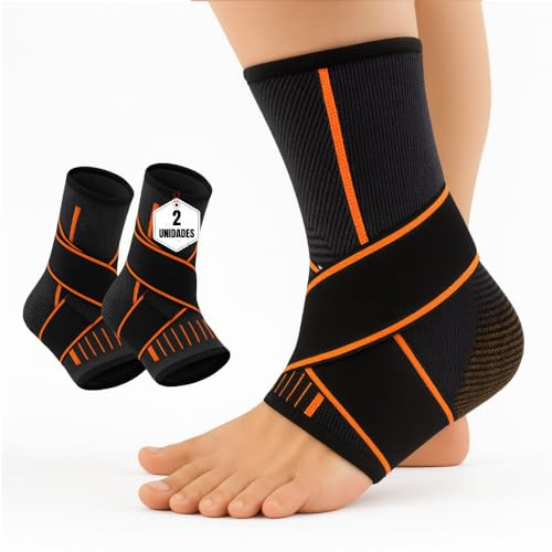 KERD_DANS Tobilleras para Esguince (2 Uds), Tobillera Deportiva Estabilizadora de Compresión con Velcro Ajustable, Tobillera para Prevenir Lesiones, Recuperación y Fascitis Plantar. (Naranja, X-Large)