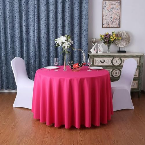 Tischdecke für Hochzeiten, rund, Dekoration, Bankett, Hotel, Show, Geburtstagsfeier, einfarbig, langlebig, Pink, 160 cm rund