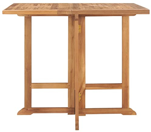 HETFTJN Table de tente à bière - Table haute - Table de terrasse - Table de jardin pliable - 90 x 90 x 75 cm - En teck massif - Pour jardin, extérieur, salon, terrasse