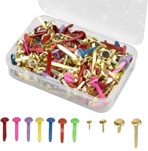 Mini Brads 300 Stück Mini Brads Bunt, Musterklammern Klein, Rundkopfklammern Mini, Verschlussklammern Metall Brads, Brads Für Scrapbooking, Für Basteln, Verzierungen Und Diy (5 Verschiedene Größen)