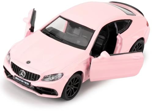 imtfzct 1/36 Benz C63 S AMG Spielzeugauto，Kinder Spielzeugauto mit Pull Back Funktion, sammelbares Modellauto aus Leichtmetall, Geburtstagsgeschenk für Jungen und Mädchen (rosa)