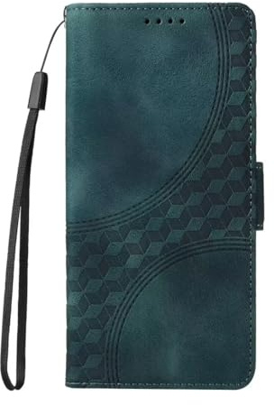 für Xiaomi 13T/13T Pro Hülle Handyhülle Samsung A51 Leder Raster Flip Case Magnet Klappbar Kartenfach Klapphülle Wallet Lederhülle für Männer Frauen Schutz Schutzhülle grün