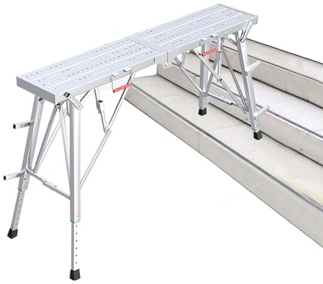 YDkjwjw Andamio Plegable Portátil, Escalera de Acero Equipo de Andamio Andamio de Trabajo Multiusos Escalera de Torre Taburete Banco de Trabajo, Altura Ajustable, Fácil de Transportar