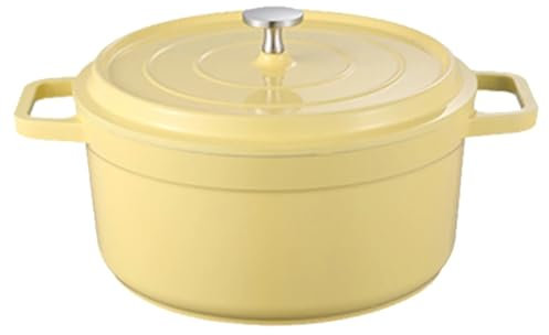 BOJHGO Cocotte Mini casseruola in Alluminio pressofuso pentole antiaderenti for la conservazione del Calore con Coperchio Utensili da Cucina for la casa in Alluminio pressofuso(Yellow)