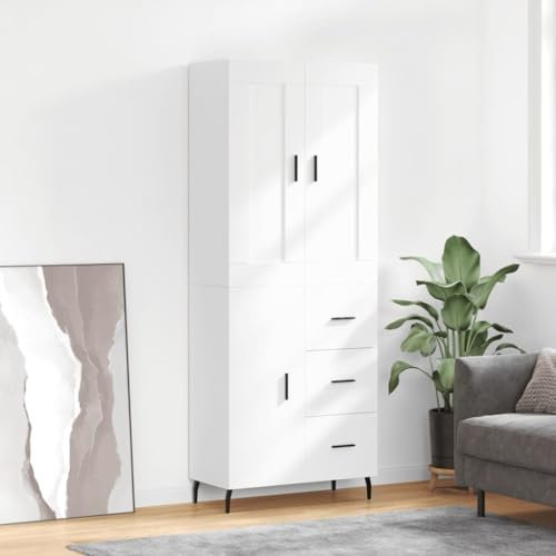 MOBCANT Highboard, Küchenbuffet Arbeitsplatte TV-Schrank Schuhschrank Geeignet für Wohnbereich Küche Foyer Korridor Weiß 69,5x34x180 cm Holzwerkstoff