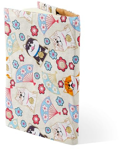 SUPERFINDINGS A5 Couvertures de Livres Beige Akita Chien Couvertures de Livres lavables Tissu Livres Pochette Doux Livres Protecteur Pochette Livre De Poche Protecteur pour Lecteur de Romans À