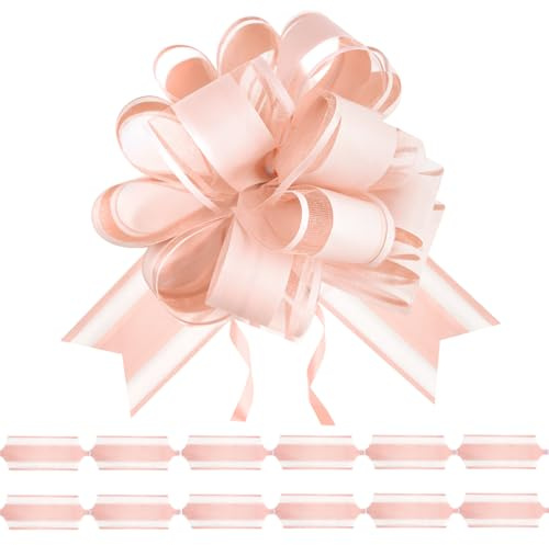 jijAcraft Pfirsichfarben Große Geschenkschleife 15cm: 12 Stück Schleife Geschenk für Geschenkverpackung, Matt Ziehschleifen mit Band, Schneegarn Dekoschleife für Hochzeit, Geburtstag, Auto Dekor