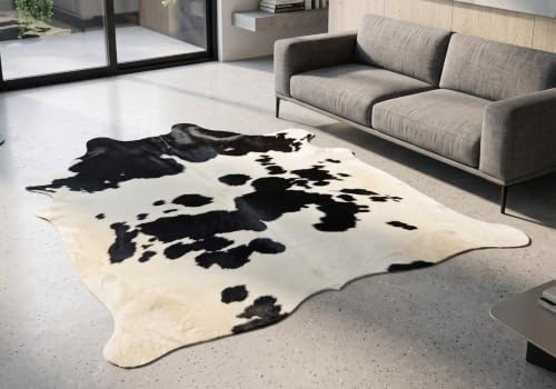 KUHFELL STIERFELL SCHWARZ WEISS KUHFELL TEPPICH ca. 210 x 190 cm