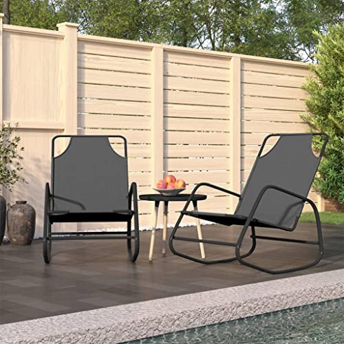 Qnhdfrt Schaukelliege 2er Set Grau aus pulverbeschichtetem Stahl und atmungsaktivem Mesh-Textilene, perfekt für Garten, Balkon und Strand