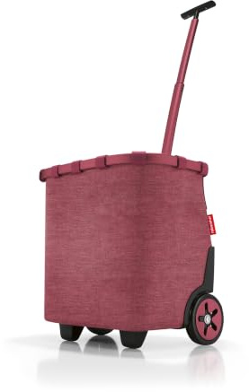 reisenthel carrycruiser Twist Maroon – Tragbarer Einkaufstrolley mit stabilem Aluminiumrahmen, Schultergurt und herausnehmbarer Netz-Innentasche – Aus wasserabweisendem Material