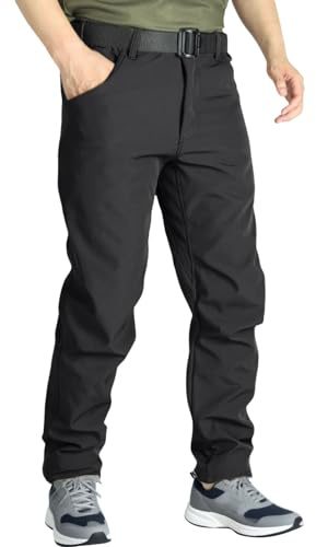 Pantalones de trabajo con forro polar térmico para hombre, pantalones de trabajo impermeables con forro polar para hombre, pantalones deportivos de pierna recta, pantalones de invierno con cintura