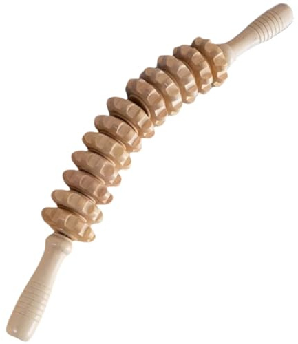 Massageroller aus Holz, gebogener, glatter Cellulite-Massageroller aus Holz mit rutschfestem Griff für Schultern, Nacken, Rücken, Taille, Beine, Bauch