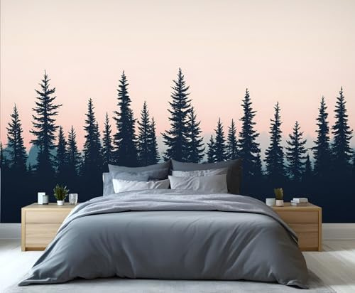 YXQAIED Waldtapete, Kiefernwald, Wandbild, Wandtapete, Naturtapete für Wohnzimmer, großes 3D-Wandbild, 100 x 70 cm (nicht abziehen und aufkleben)