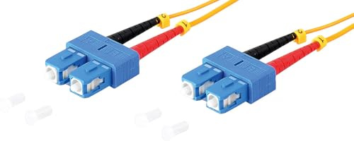 1 câble de brassage fibre optique OS1/OS2 DX DUPLEX de 20 m, SC/UPC - SC/UPC SM MONODÉFACE - 9/125 µm LSZH jaune